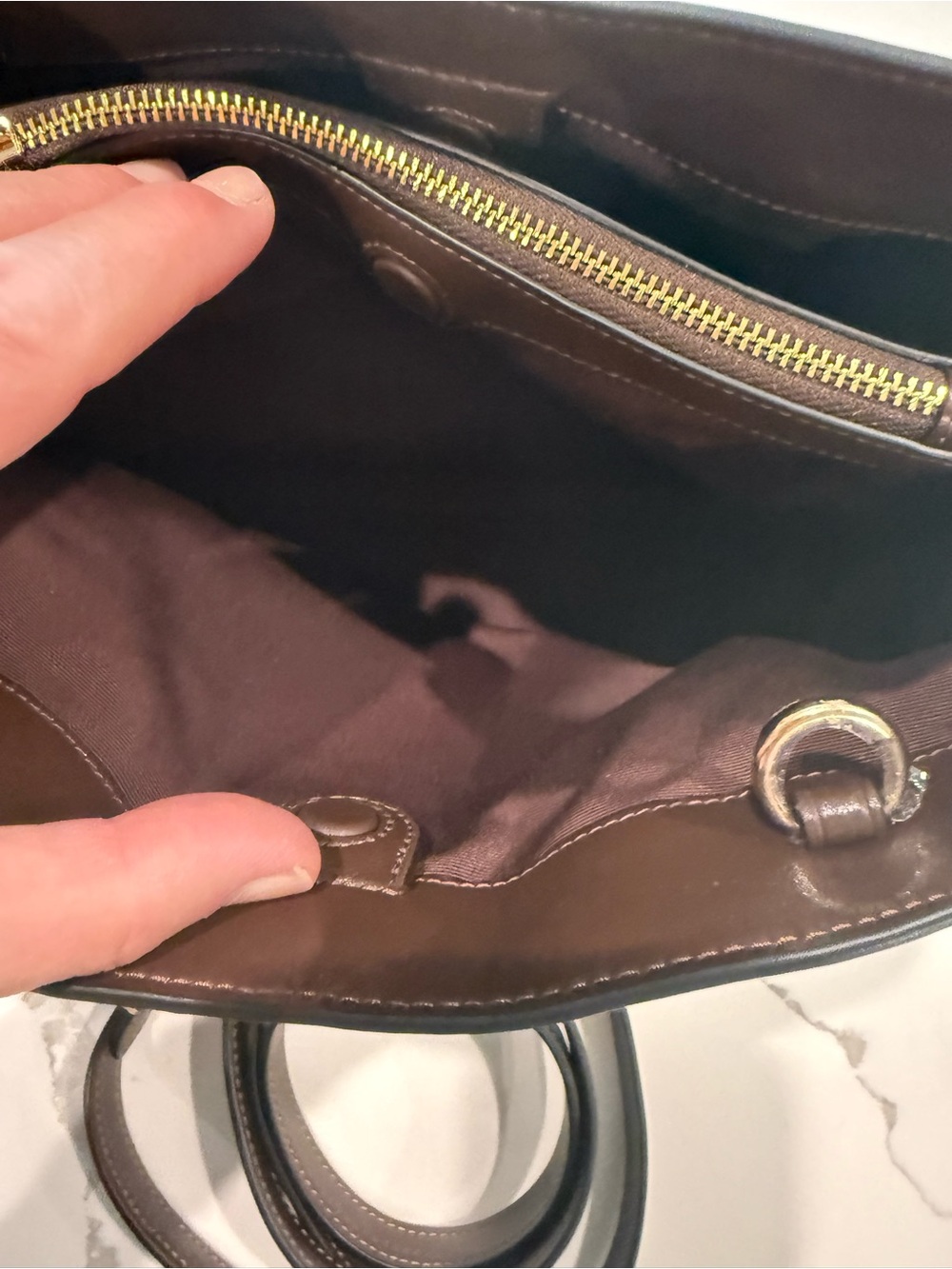 COACH - Mountain Crossgrain Leather Station Carryall in Maple/Gold - Picture 15 of 16